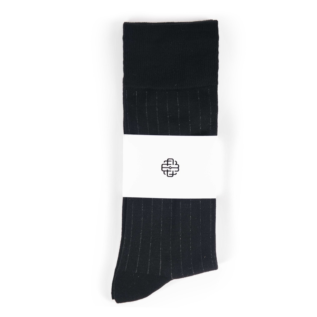 Ảnh Tất Cổ Cao Mang Giày Tây, Màu Đen, Xanh Navy, Sọc Dọc - Cotton Co Giãn Thấm Hút Tốt - Thương Hiệu Be Classy 1