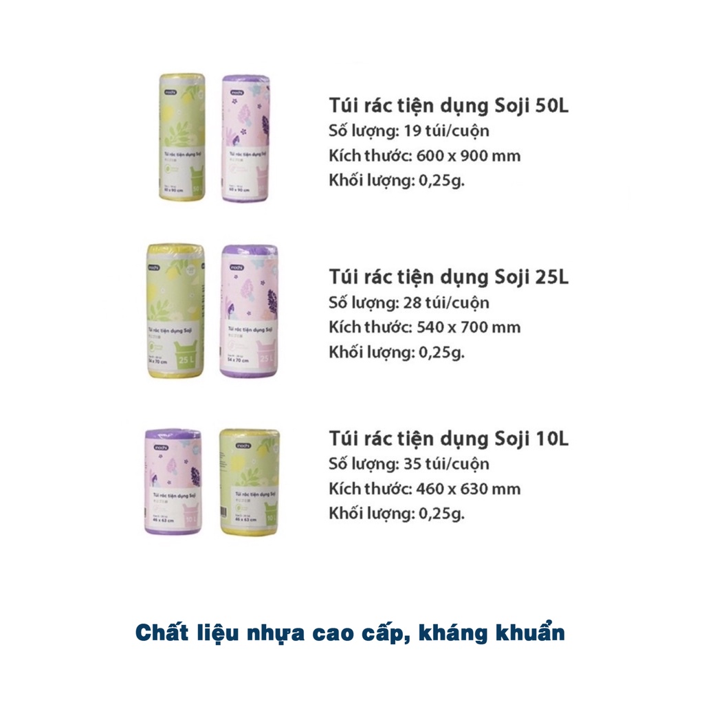 Túi đựng rác tự hủy INOCHI có quai tiện dụng hương chanh, hương lavender size 10L, 25L và 50L