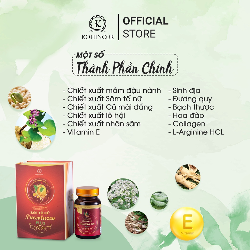 Ảnh Viên uống đẹp da Sâm tố nữ Puecolazen Plus Kohinoor 45 viên 1