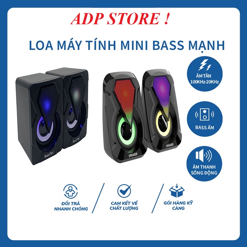 Loa máy tính laptop,vi tính E- 9077/ E-1053 loa mini Led 7 màu để bàn ...