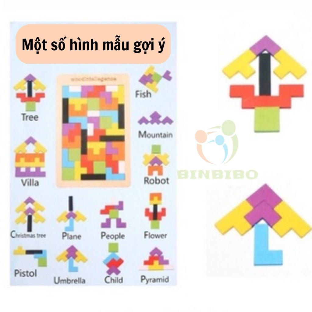 Ghép hình gỗ xếp gạch tetris giúp phát triển tư duy cho bé -Binbibo