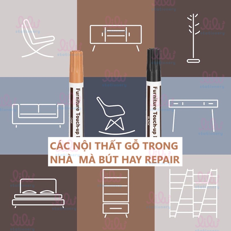 Bút vẽ gỗ và sáp gỗ để xóa vết trầy xước vẽ hoa văn che khuyết điểm trên đồ gỗ trang trí nội thất mỹ nghệ