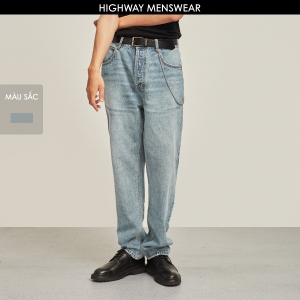 Quần jeans loose nam dáng xuông Highway (Menswear) Iggy - xanh trơn