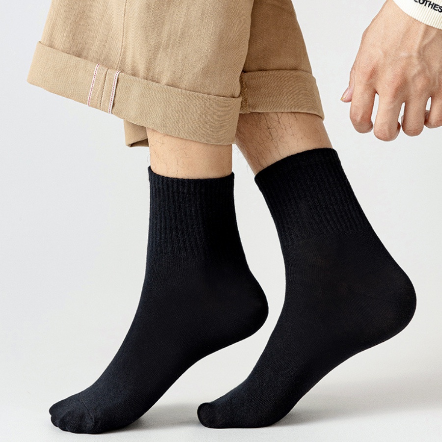 Vớ cổ cao nam nữ sọc gân 3B chất cotton dày dặn, thấm hút mồ hôi