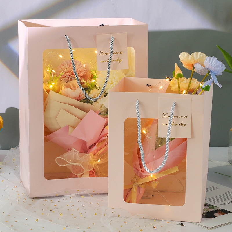 Túi giấy mặt kính đựng hoa đựng quà nhiều kích thước