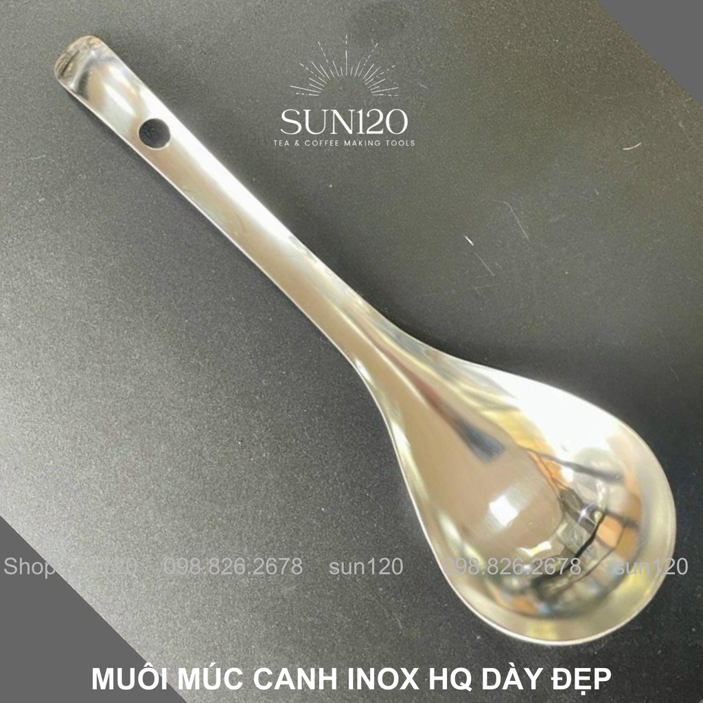 Muôi múc canh inox HQ dày đẹp sáng bóng cao cấp muỗng súp có lỗ treo 23 ...