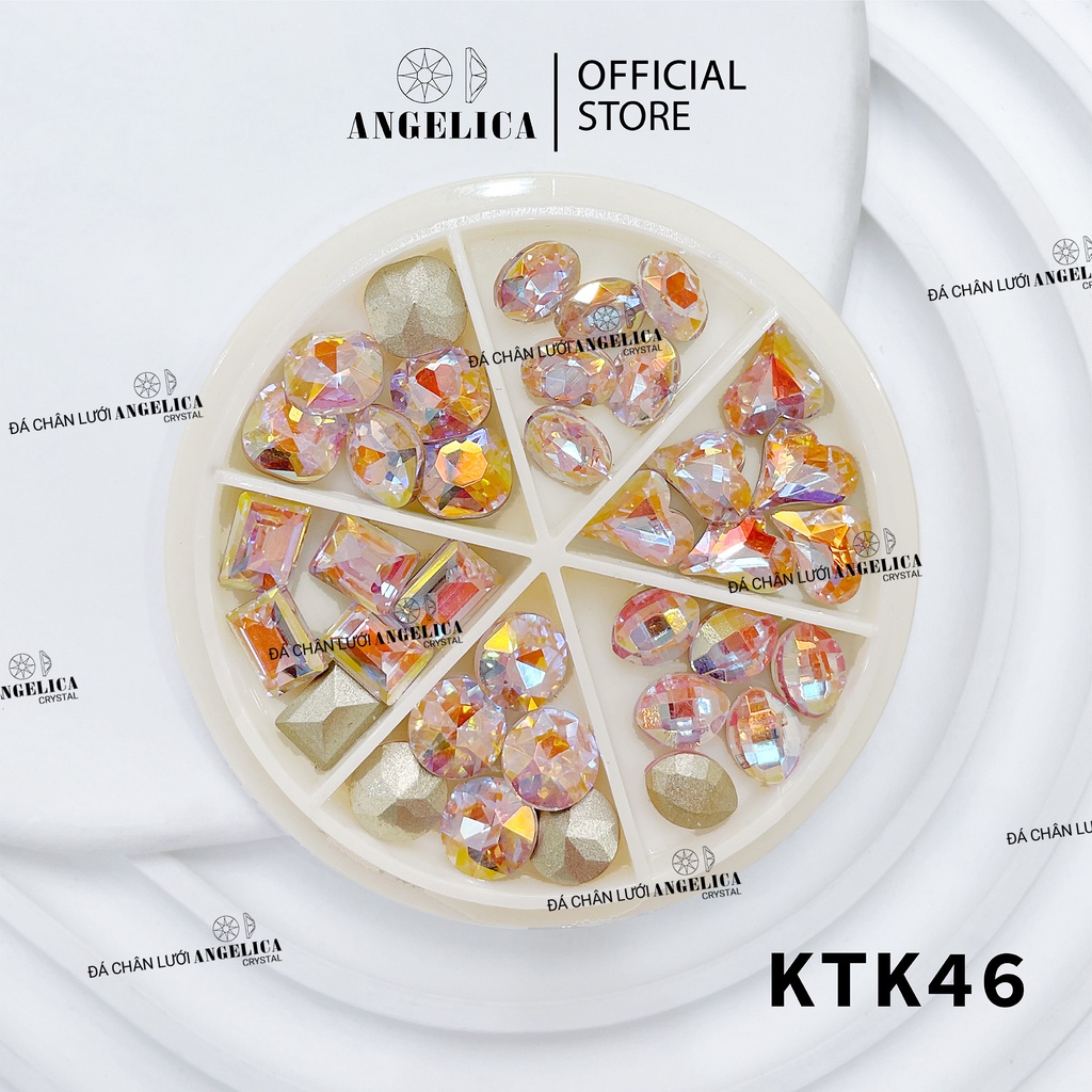 Đá khối nail khay tròn mix hình trang trí móng ANGELICA KTK 36 và 24 Viên