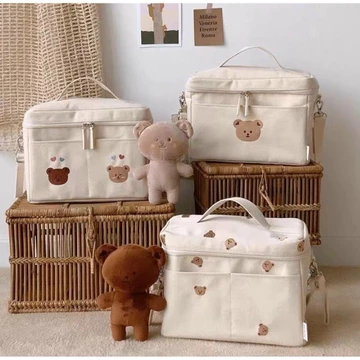 Túi giữ nhiệt bỉm sửa họa tiết thêu đựng đồ cho mẹ, túi bỉm sữa chống nước đa năng phong cách Hàn Quốc shop Dososinh24