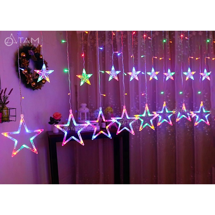 Đèn rèm Led 12 ngôi sao lớn nhỏ xen kẻ nhiều màu L-R-SNM | Shopee Việt Nam