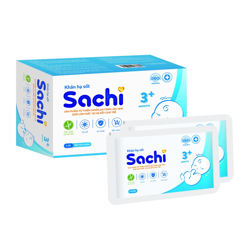 Khăn lau hạ sốt 0m+ & 3m+ SACHI - Giúp hạ nhiệt, giảm sốt - hanzo2009