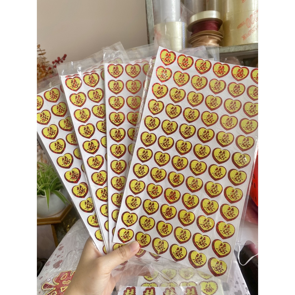 Decal Song Hỷ Trái Tim Dán Cau, Trái Cây | Shopee Việt Nam