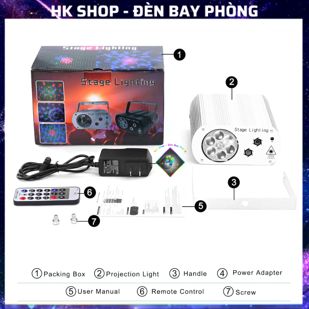 Đèn Bay Phòng Laser Mini 3in1 Cảm Biến Theo Nhạc, Phòng Bar, Karaoke...[Hàng Chính Hãng ]