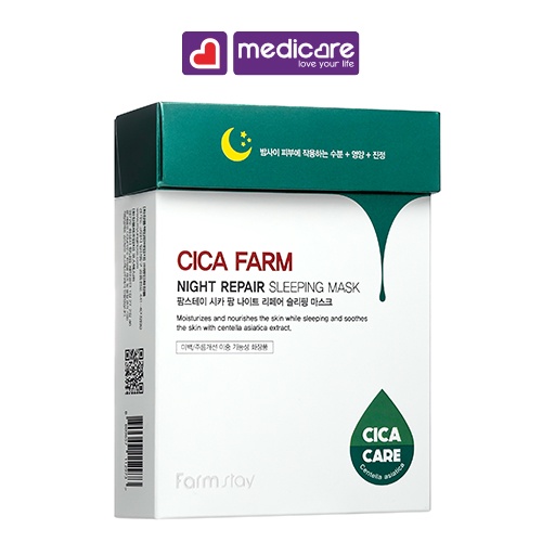 Mặt nạ ngủ FARMSTAY Cica Farm night repair sleeping mask phục hồi da gói 4ml