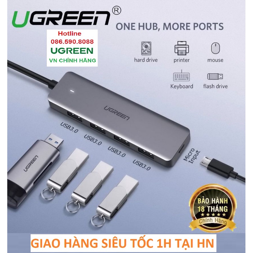 Bộ chia 4 cổng USB 3.0 hỗ trợ cấp nguồn phụ Ugreen 50985 - Hàng Chính ...