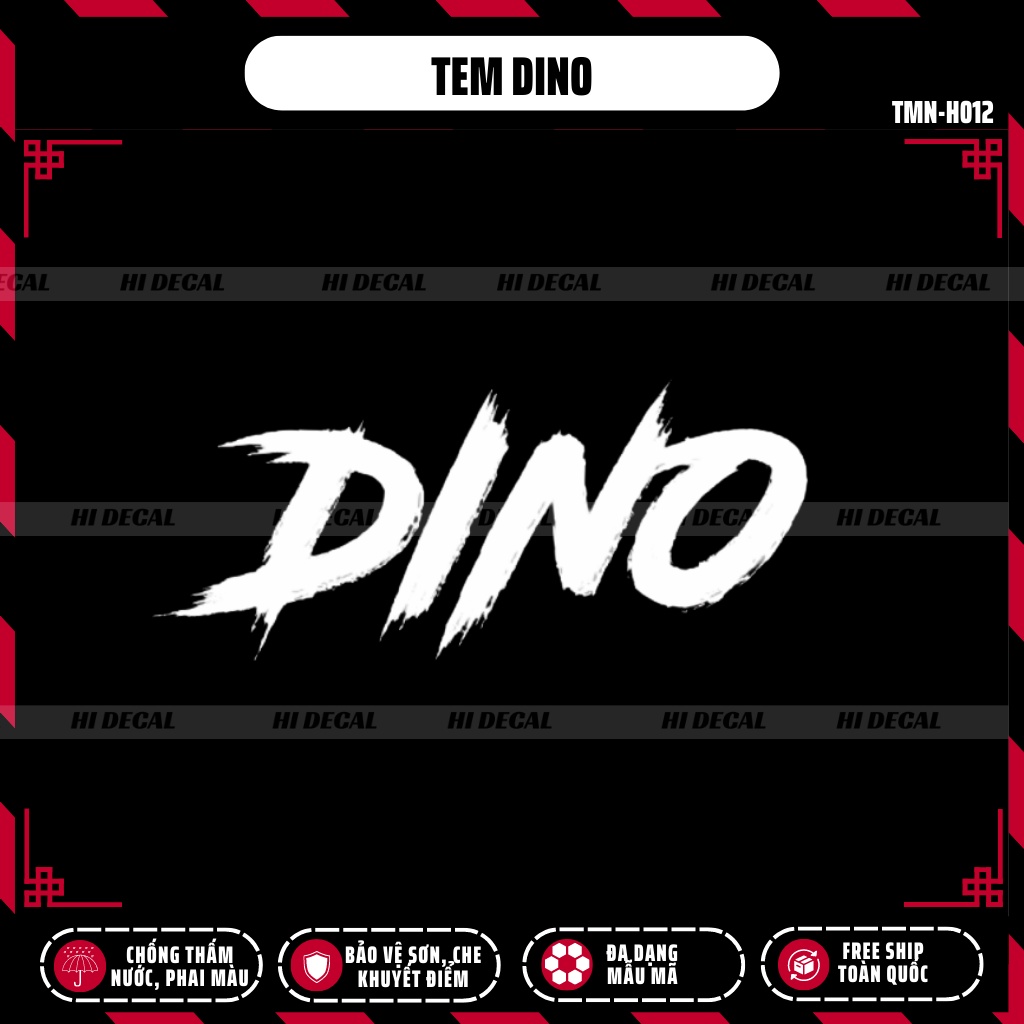 Tem Dán Xe Sticker DINO Phản Quang | TMN-H006 | Decal Sticker Cao Cấp Chống Nước, Chống Phai Màu