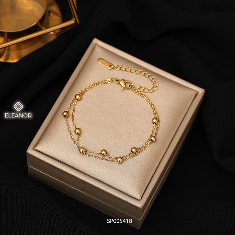 Vòng tay nữ layer titan Eleanor Accessories phối bi vàng phụ kiện trang sức lắc tay basic 5418