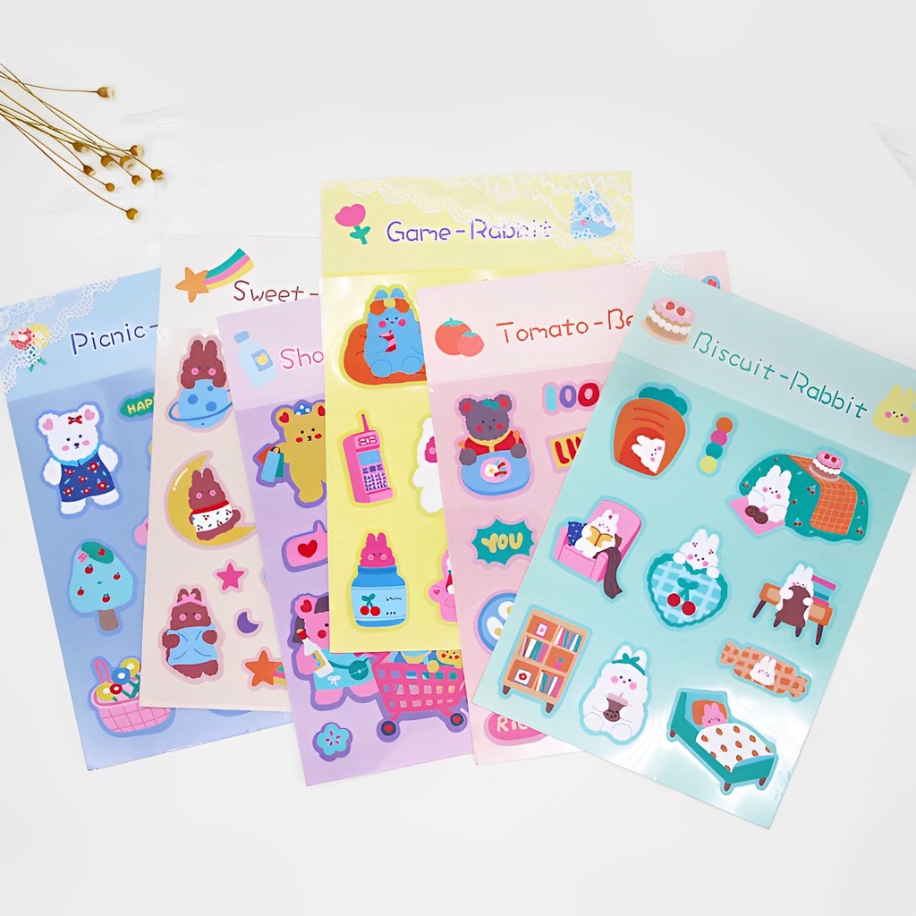 Sticker cute dán sổ dán mũ bảo hiểm điện thoại laptop thiết kế cá nhân tấm lớn K48.