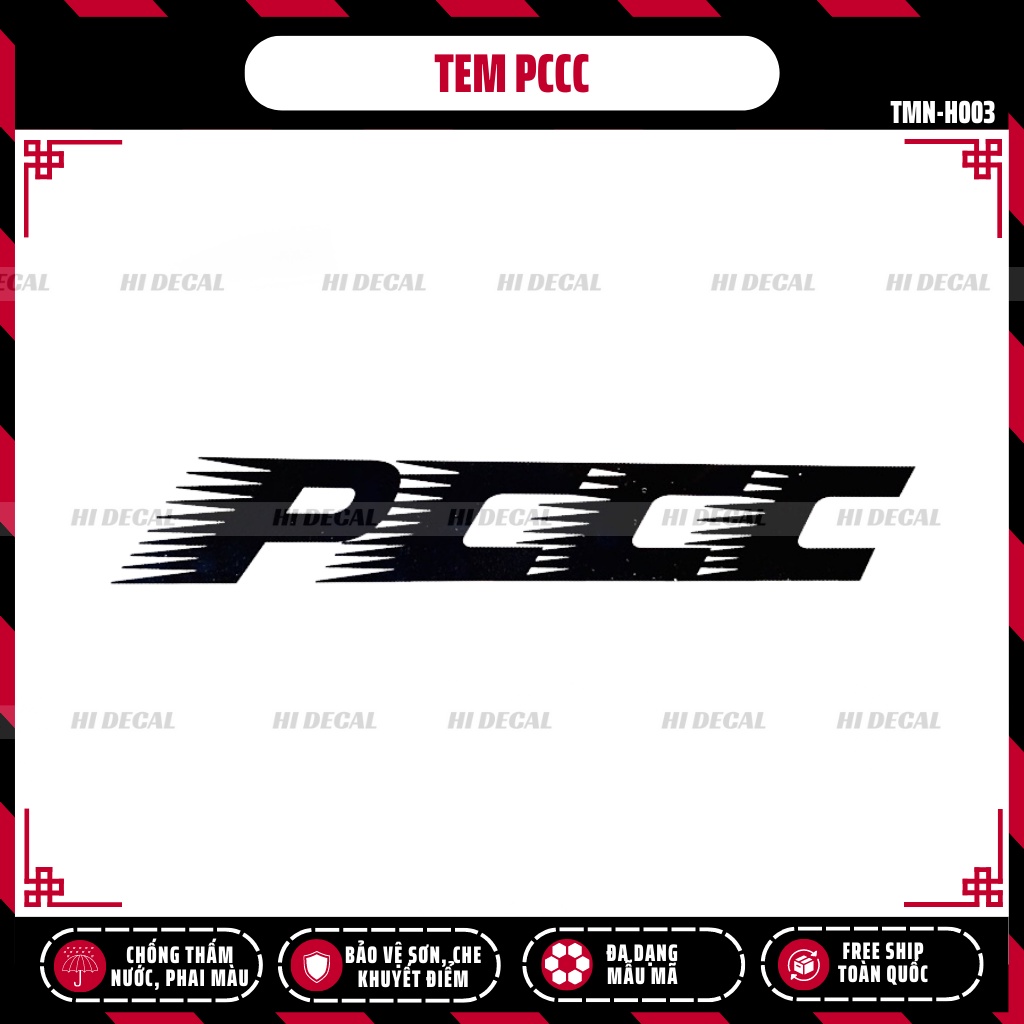 [1 chiếc] Tem PCCC Phản Quang dán xe cho mọi dòng xe | TMN-H003 | Decal cao cấp chống nước, chống phai màu
