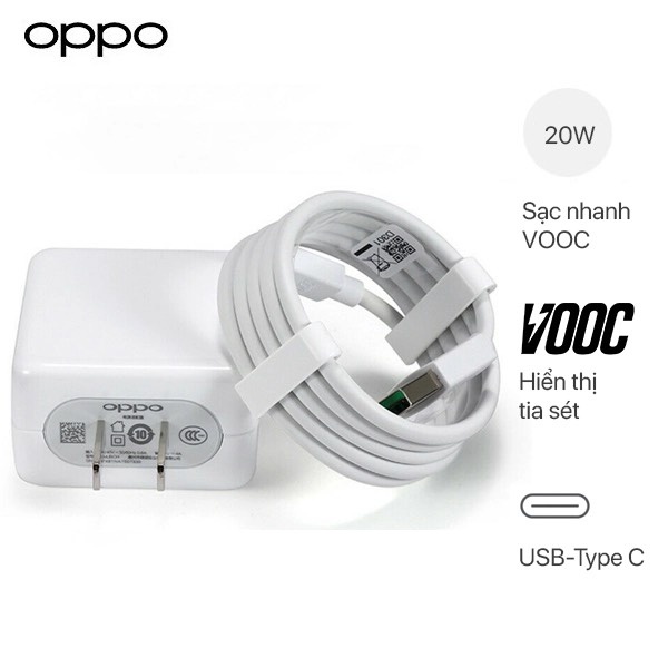 Bộ Sạc Nhanh Oppo VOOC 3.0 - Công suất 20W - Cáp sạc VOOC USB-C và Micro VOOC R17 , VOOC R15 chính hãng Vinzy