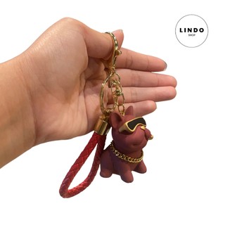 Móc Khóa Chó Bull Đeo Kính Cute Siêu Ngầu LINDO - Móc Khóa Dễ Thương, Xinh Xắn, Treo Balo, Cặp