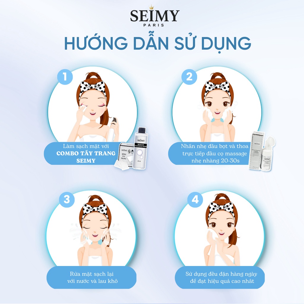 Ảnh Sữa rửa mặt đầu cọ Seimy - Face Cleanser Foam Collagen tạo bọt 100ml 2