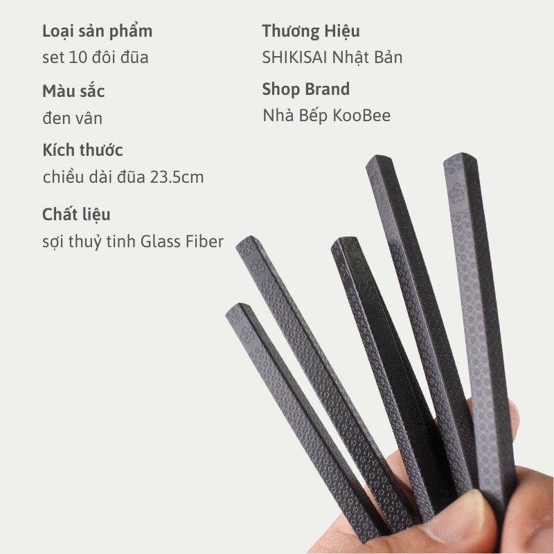 Set 10 Đũa Nhật kháng khuẩn chống nấm mốc chống trơn trượt dể sử dụng