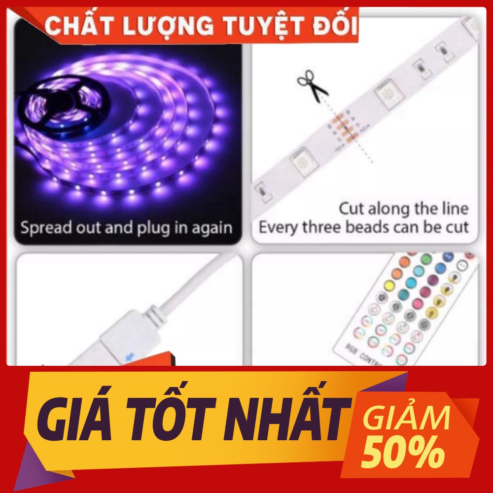 Đèn led RGB 5050 dài 5M + Nguồn + Remove ,chống nước IP65 , có keo sẵn ...