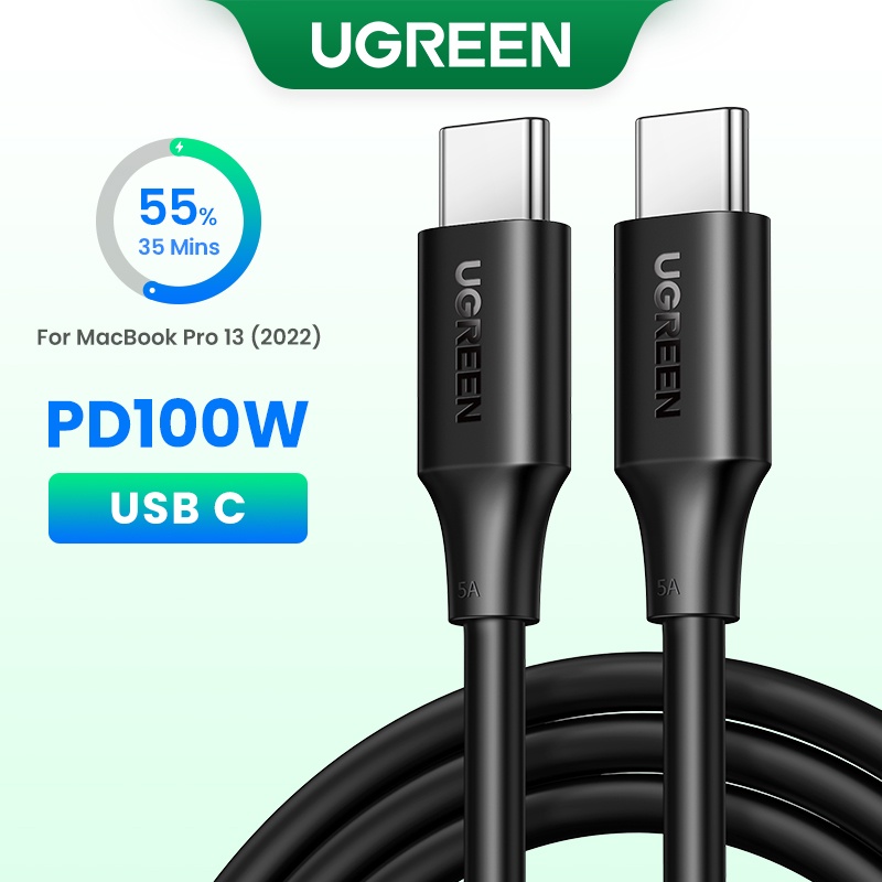 Cáp sạc nhanh UGREEN 100W 5A USB C đến USB C PVC thích hợp cho iPhone 15/ MacBook iPad Pro