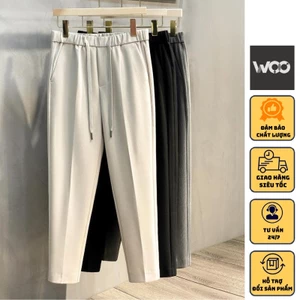 Quần âu nam cao cấp WoO đai chun chất vải tuyết hàn co giãn nhẹ ống suông dáng âu phong cách công sở Hàn Quốc