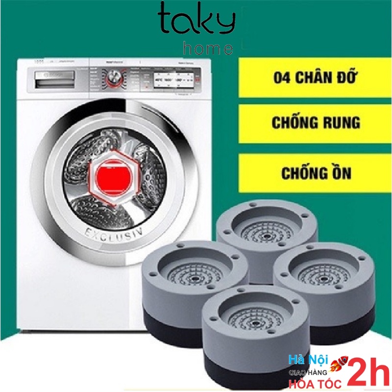 Combo 4 Chân Đế Máy Giặt TakyHome, Miếng Đệm Cao Su Lót Chân Máy Giặt Chống Ồn, Chống Rung, Tiện Dụng, An Toàn. 5960