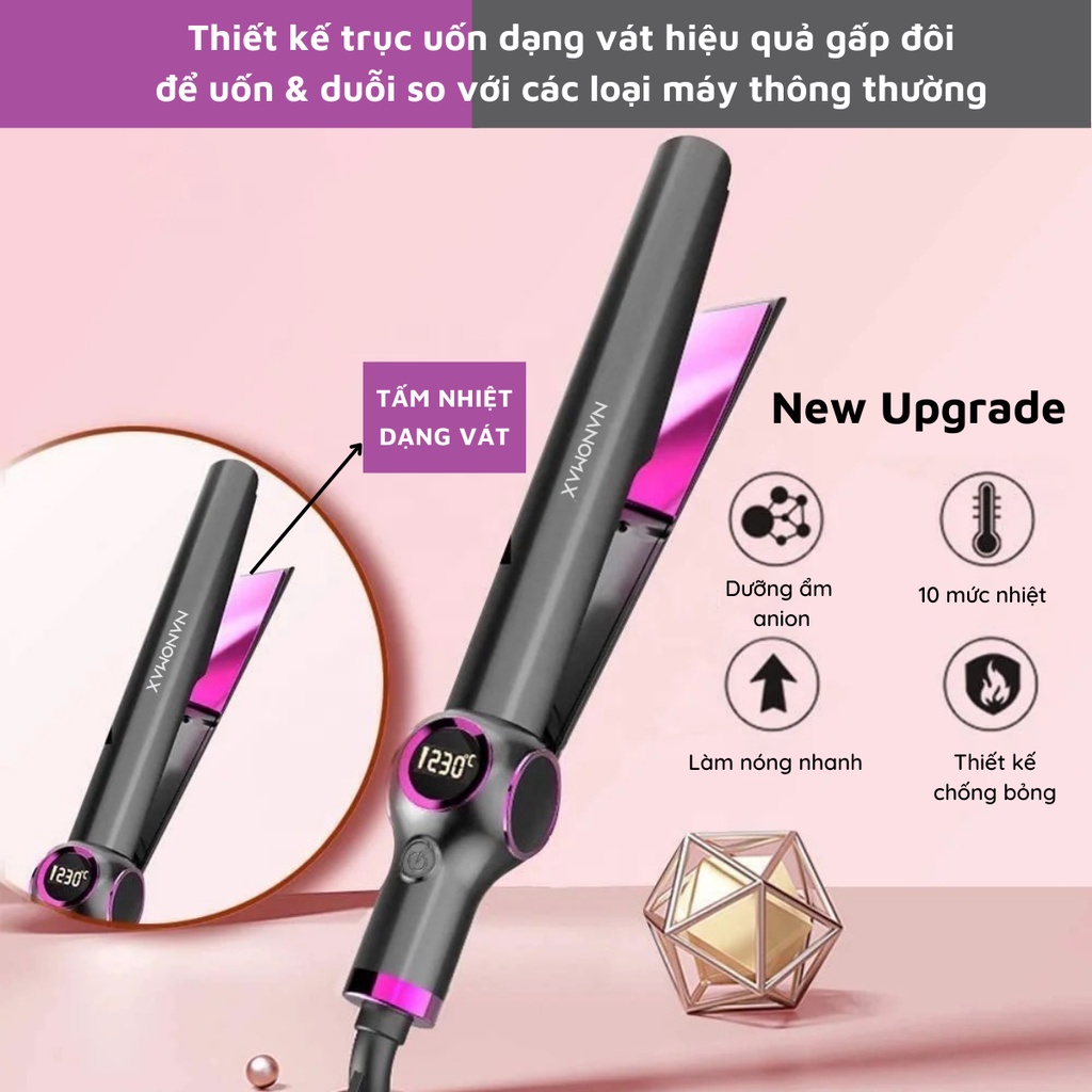 Ảnh Máy Uốn Duỗi Là Ép Tóc 2 Trong 1 NANOMAX DYS 933 Pro Chất Liệu Gốm PTC 10 Cấp Độ Nhiệt Nóng Nhanh Cấp Ẩm LCD Hiển Thị 4