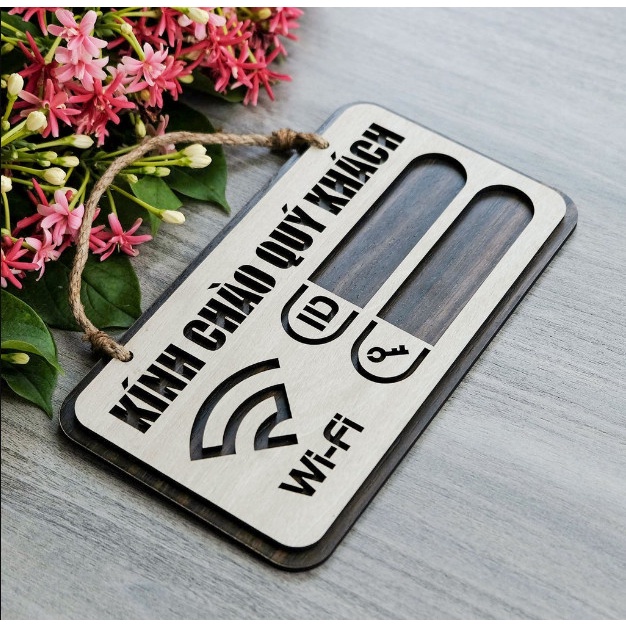 Bảng password wifi treo tường bằng gỗ cho nhà nghỉ, khách sạn, homestay, quán cafe, trà sữa