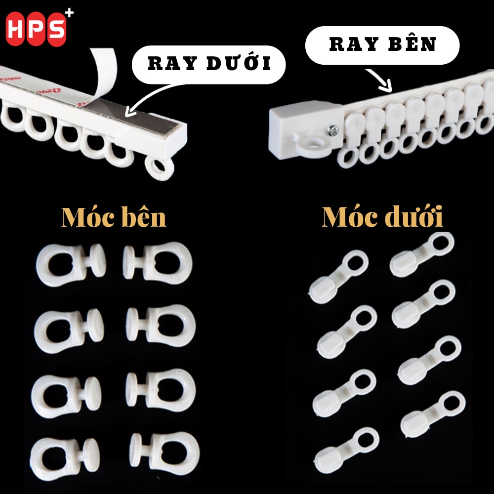 Móc nhựa gắn thanh treo rèm dán tường, Ròng rọc, Phụ kiện treo rèm, Móc ...