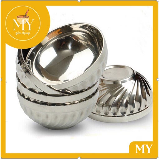 Chén-Tô - inox 2 Lớp Xoắn Cách Nhiệt đủ kích cỡ , Bát Inox, Tô Inox chất dày dặn an toàn