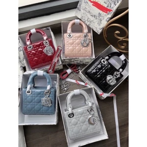 Túi xách nữ lady 3 ô da bóng tag bạc size 17