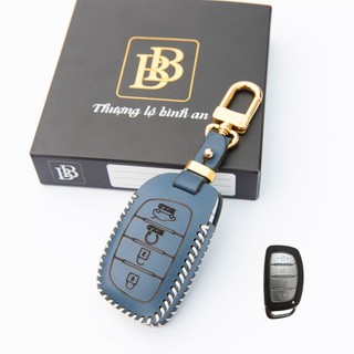 Bao da chìa khoá ô tô Hyundai Creta khoá 4 nút da bò thật bảo hành 2 năm về da hàng chính hãng boboay