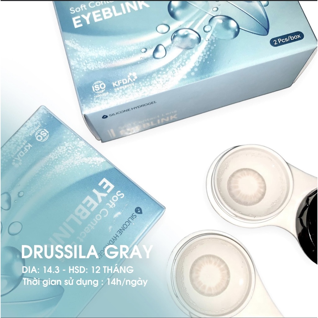 Lens y tế cấp ẩm  DRUSILLA GRAY dành cho mắt nhạy cảm Eyeblink ( Giảm giá 35k khách hàng mới )