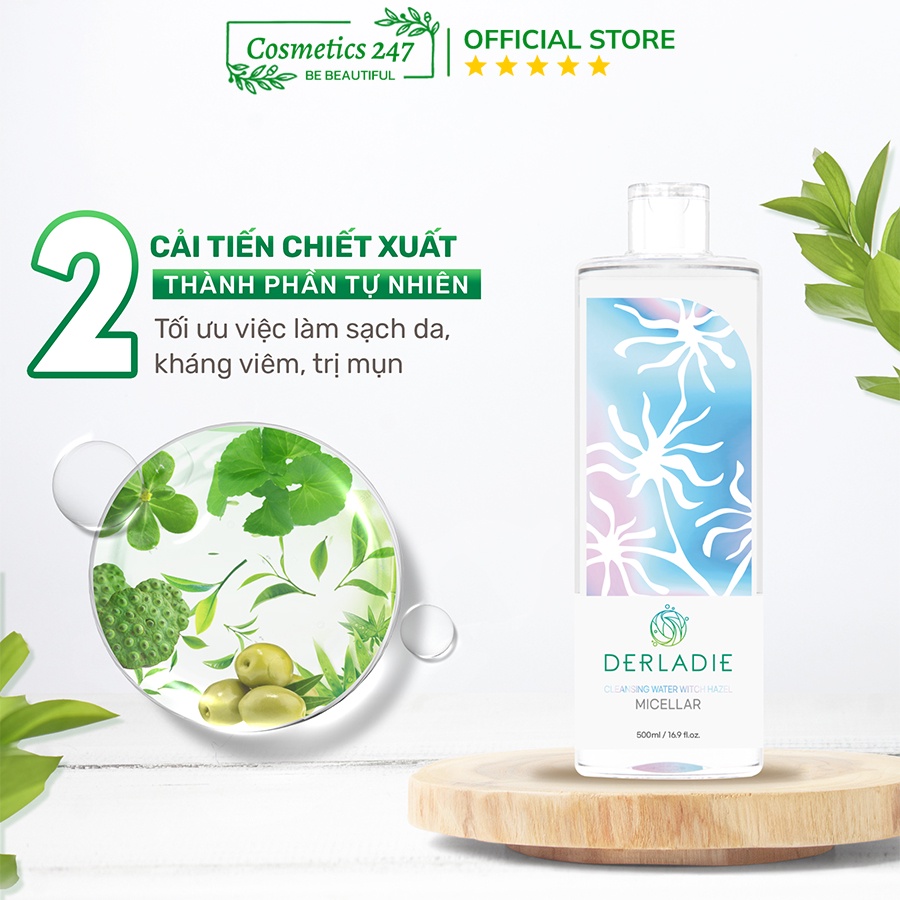 Ảnh Nước Tẩy Trang Derladie Cleansing Water Witch Hazel làm sạch, ngừa mụn trên da 500ml 3