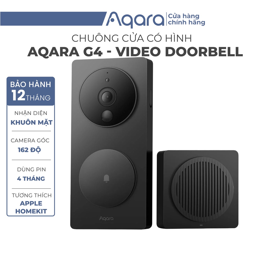 Chuông cửa có hình Aqara G4 Smart Video Doorbell - Nhận diện khuôn mặt Local, Tương thích Apple HomeKit, Pin 4 Tháng