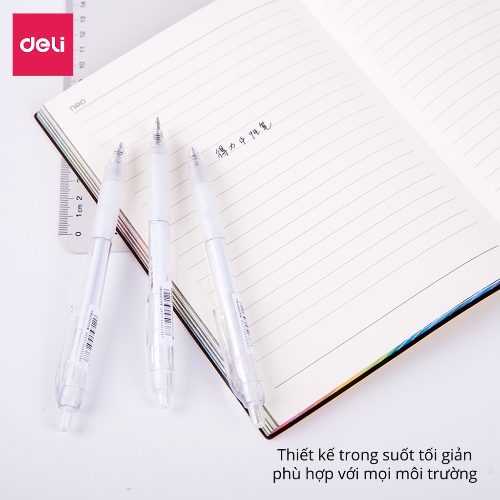 [Hộp 12] Bút Gel Deli Bi Nước Deli Viết Bấm Mực Gel Đẹp Ngòi 0.5mm Nhanh Khô Học Sinh Văn Phòng