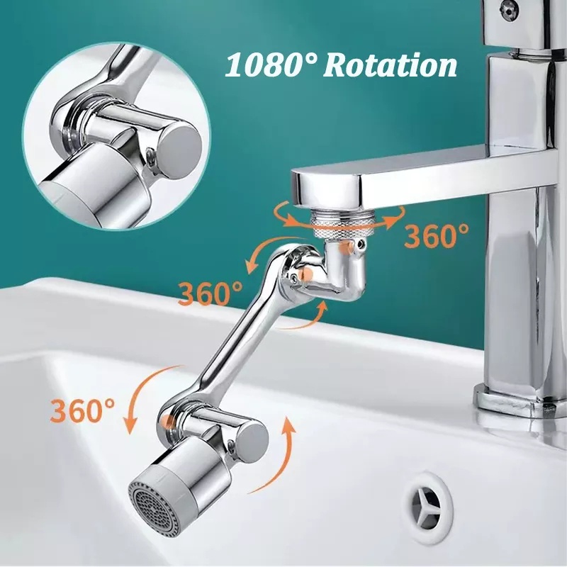 Đầu Nối Vòi Nước INOX Thông Minh Xoay 1080° Khớp nối vòi nước Cho Bồn Rửa Với 2 Chế Độ Phun Nước Tiết kiệm