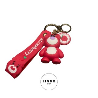 Móc Khóa Gấu Dâu LINDO, quà tặng đáng yêu, Móc Khóa Dễ Thương, Xinh Xắn, Treo Balo, Cặp