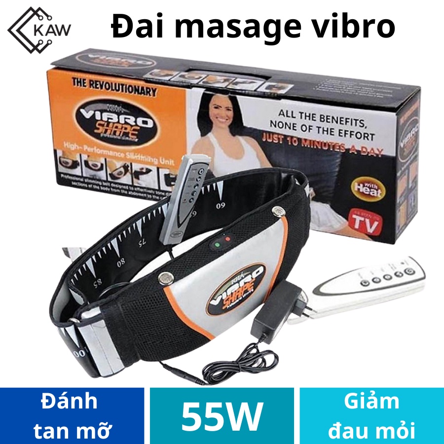 Máy massage toàn thân KAW giảm mỡ bụng nóng & rung Vibro Shape - giảm béo toàn thân cực Hiệu Quả [BH 1-1]