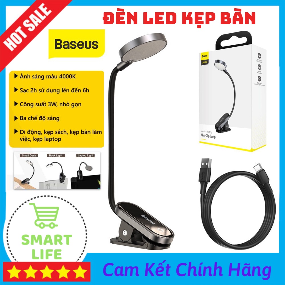Đèn Led Kẹp Bàn Baseus Đèn Đọc Sách Tích Hợp Pin Sạc Dung Lượng Cao Sử ...