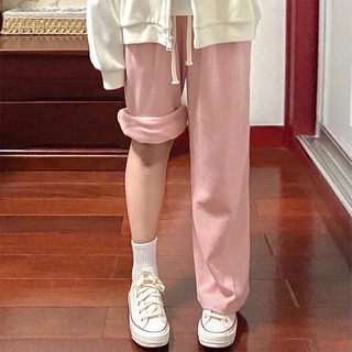 ZHELIHANGFEI Quần ống rộng lưng thun màu hồng size s-4xl thời trang cho nữ
