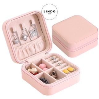 Hộp đựng trang sức sang trọng LINDO - Hộp Đựng Nữ Trang Bên Ngoài là PU, Bên trong Là Lót Nhung Mềm, Nhỏ Gọn, Tiện Lợi