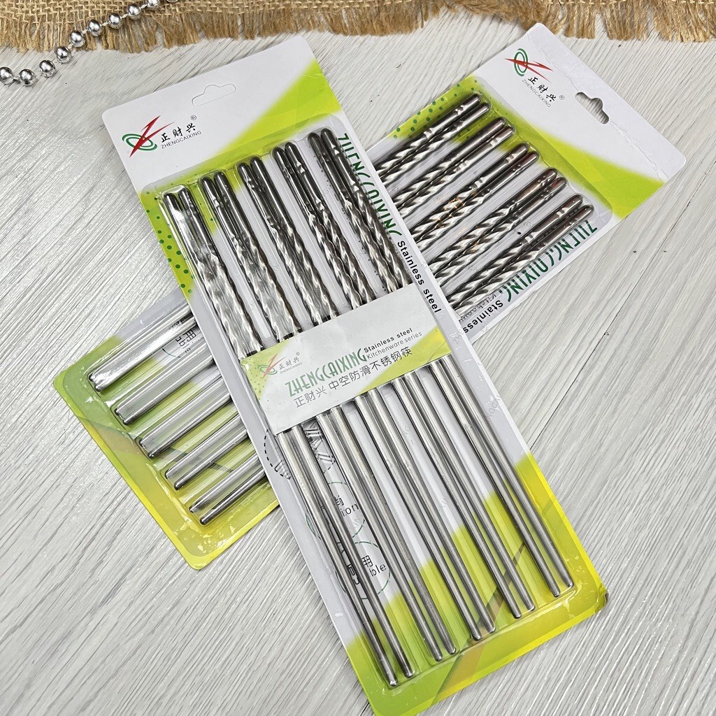 Bộ 5 đôi Đũa inox xoắn ăn cơm tiện lợi siêu rẻ