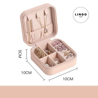Hộp đựng trang sức sang trọng LINDO - Hộp Đựng Nữ Trang Bên Ngoài là PU, Bên trong Là Lót Nhung Mềm, Nhỏ Gọn, Tiện Lợi
