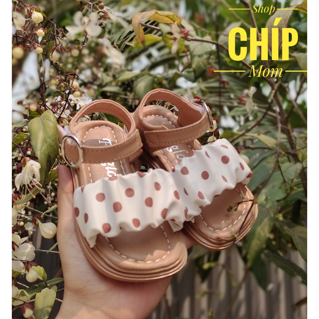 sandal bé gái dép quai hậu cho bé chấm bi nhún điệu công chưa đế chống trượt em chân QCCC M218 ( có ảnh thật )