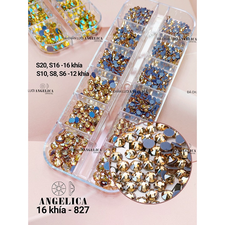 Khay đá chân lưới nail 16 khía đủ màu đính trang trí móng ANGELICA ANG